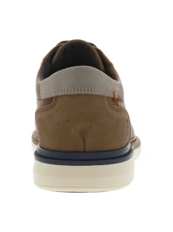 Baskets basses style derbies en cuir cognac avec lacets ronds marine