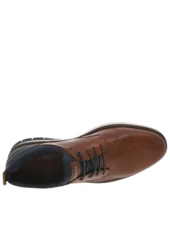 Baskets basses style derbies noisette avec des lacets ronds marron et blancs