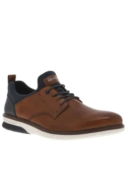 Baskets basses style derbies noisette avec des lacets ronds marron et blancs