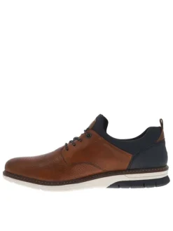 Baskets basses style derbies noisette avec des lacets ronds marron et blancs