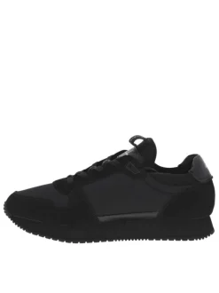 Baskets basses style running en cuir noir à talon plat avec logo iconique