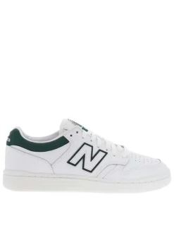 Baskets basses 480 style tennis en cuir blanches et vertes avec des lacets plats