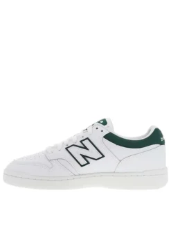 Baskets basses 480 style tennis en cuir blanches et vertes avec des lacets plats