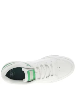 Baskets basses tennis blanches à lacets plats avec détails verts et marine
