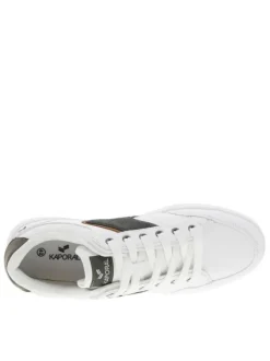 Baskets basses tennis blanches à lacets plats avec logo au talon