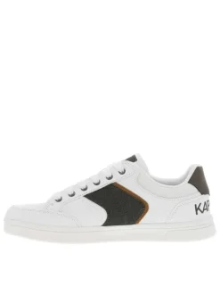 Baskets basses tennis blanches à lacets plats avec logo au talon