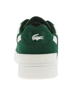 Baskets basses tennis T-Clip Leather en cuir blanches vertes à lacets plats