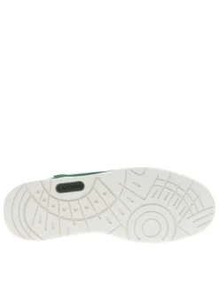 Baskets basses tennis T-Clip Leather en cuir blanches vertes à lacets plats
