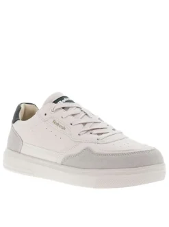 Baskets basses tennis vertes, grises et blanches avec des lacets plats