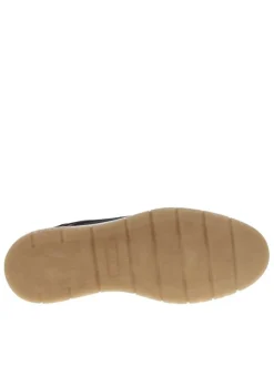 Baskets bleu marine à talon plat avec des lacets et un zip latéral
