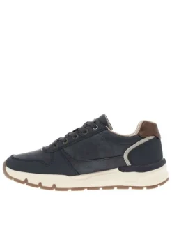 Baskets bleu marine à talon plat avec des lacets et un zip latéral