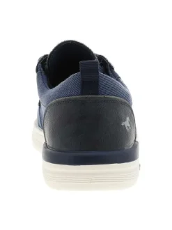 Baskets bleus avec un talon plat et des lacets ronds tressés