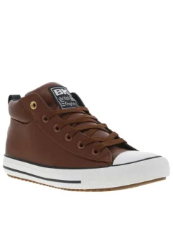 Baskets cognac à lacets plats avec contrefort renforcé et semelle à reliefs