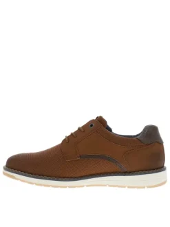 Baskets cognac à talon plat avec lacets et zip latéral décoratif