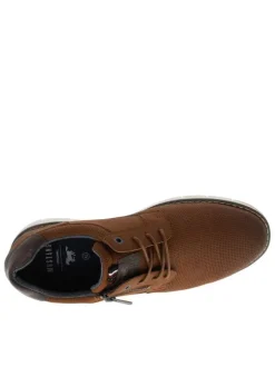 Baskets cognac à talon plat avec lacets et zip latéral décoratif