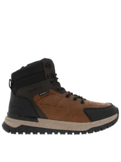 Baskets cognac à talon plat avec un zip et des lacets ronds