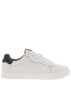 Baskets en cuir blanches avec un empiècement en cuir émeraude au talon