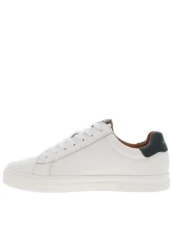 Baskets en cuir blanches avec un empiècement en cuir émeraude au talon
