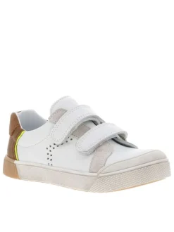 Baskets en cuir blanc à semelle tennis et bandes auto-agrippantes