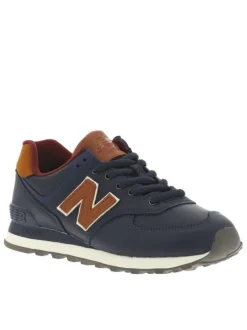 Baskets en cuir bleu marine avec un talon plat et des lacets