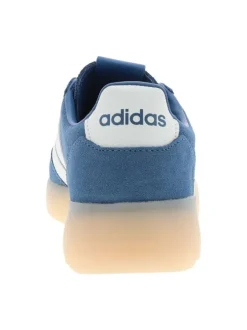 Baskets en cuir bleu à talon plat avec des lacets et un revêtement doux