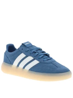 Baskets en cuir bleu à talon plat avec des lacets et un revêtement doux