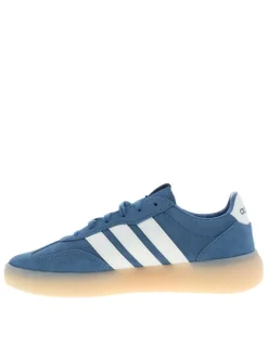 Baskets en cuir bleu à talon plat avec des lacets et un revêtement doux