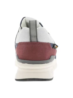 Baskets 997 en cuir et Mesh indigo à semelle semi-compensée et lacets plats