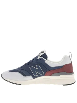 Baskets 997 en cuir et Mesh indigo à semelle semi-compensée et lacets plats