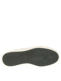 Baskets en cuir kaki avec empiècements effet daim et semelle à talon plat