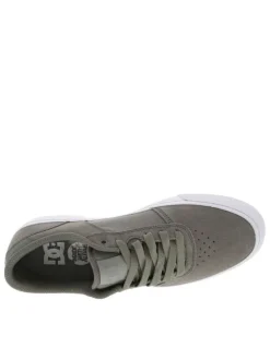 Baskets en cuir kakis avec le logo à semelle plate blanche et à lacets plats