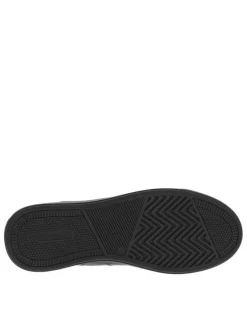 Baskets en cuir noires à talon plat et à lacets et zip latéral