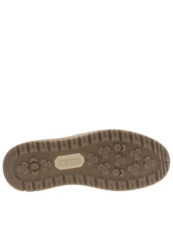 Baskets en cuir noisette à talon plat avec un zip et des lacets ronds