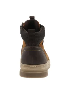 Baskets en cuir noisette à talon plat avec un zip et des lacets ronds
