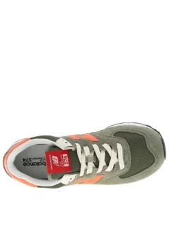 Baskets en cuir nubuck kaki à talon plat avec le logo de la marque