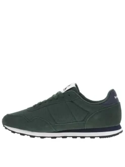 Baskets en Mesh léger et nubuck vert sapin à semelle crantée et lacets plats
