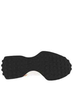 Baskets en Mesh textile écru, semi-compensées, à patchs nubuck rouille