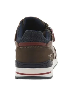 Baskets homme brun à talon plat avec lacets et zip latéral ton sur ton