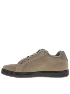 Baskets kaki en cuir à talon plat avec des lacets et un logo noir
