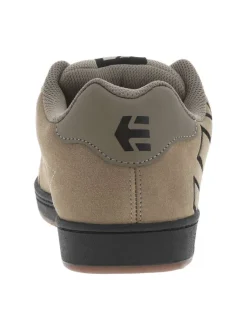 Baskets kaki en cuir à talon plat avec des lacets et un logo noir