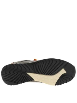 Baskets kaki à talon plat avec des lacets et un zip décoratif