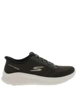 Baskets kaki à talon plat et à slip-on avec une semelle épaisse