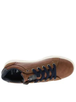 Baskets marron à talon plat avec des lacets et un zip latéral