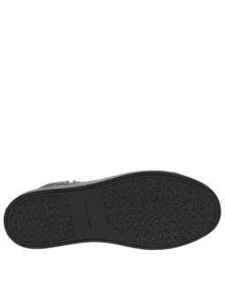 Baskets montantes en cuir noires avec semelle plateforme lacets et zip latéral