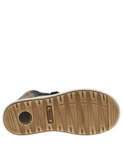 Baskets montantes en nubuck et Gore-Tex bicolore à zip et lacets marine