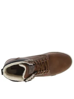 Baskets montantes marron, fourrées, à semelle vulcanisée, lacets et zip