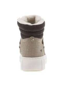 Baskets montantes taupe à plateforme avec languette et doublure intérieure en fausse peau de mouton