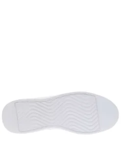 Baskets multisport en cuir blanc et beige à semelle plateforme arrondie blanche