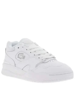 Baskets multisport en cuir blanches avec languette blanche irisée