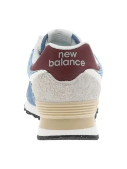 Baskets multisport en cuir bleu avec talon plat et lacets tressés